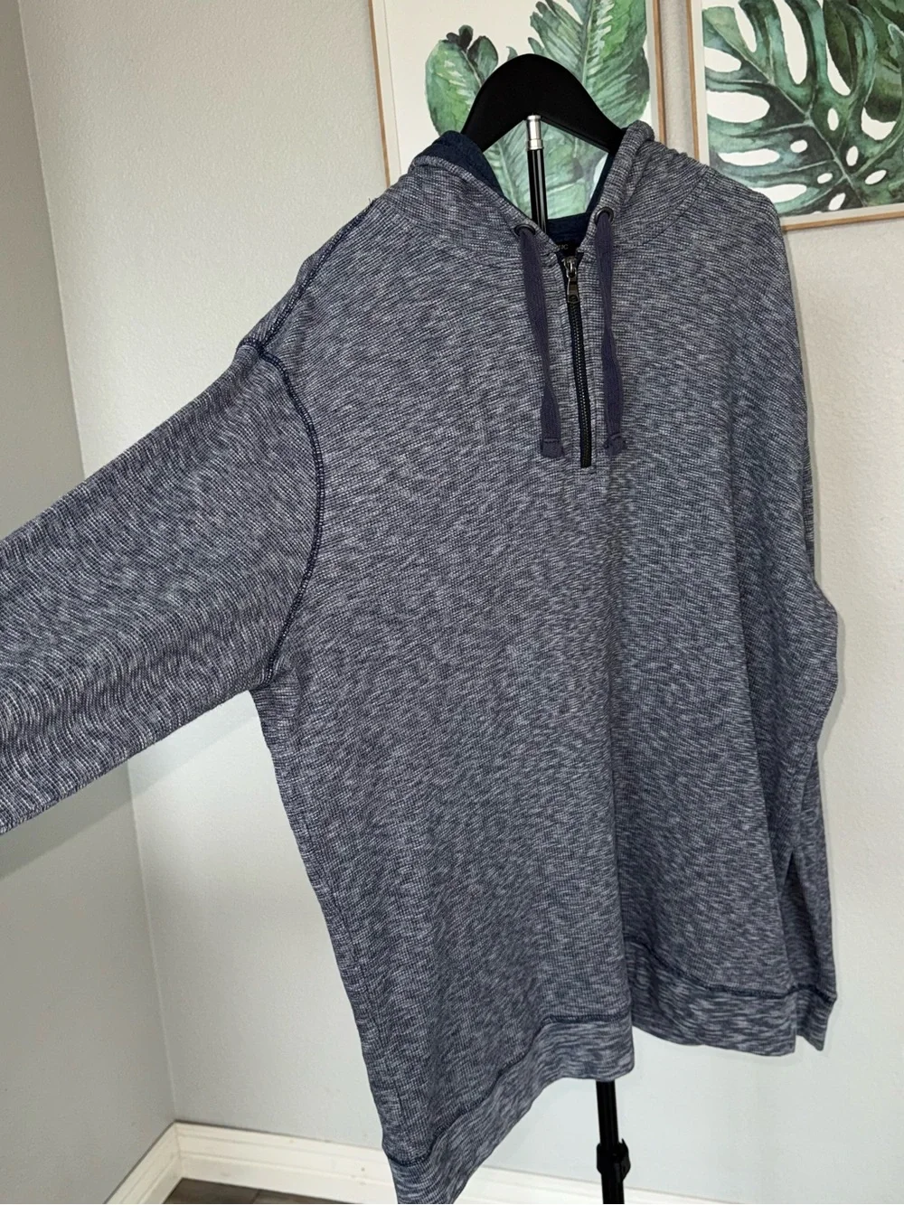 Banana Republic Men’s XXL Blue Marled Quarter-Zip Pullover Hoodie